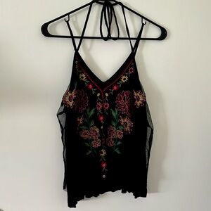American Eagle Embroidered Mesh Cami - size S